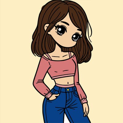 girl teenager with a crop top and flare jeans