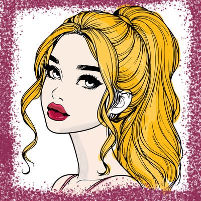 realistic girl with a ponytail on her hair and lips