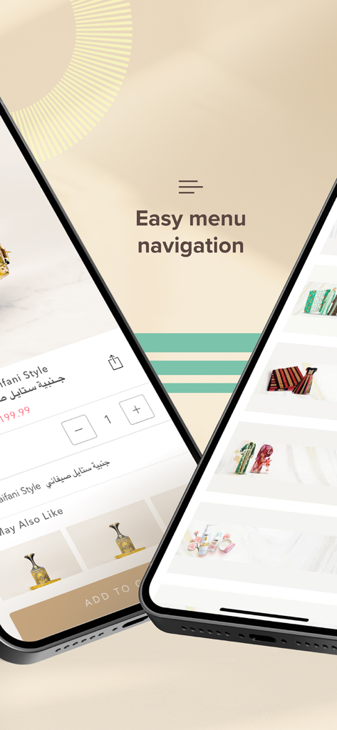 YemenUSA - YemenUSA app interface showing easy menu navigation and traditional Yemeni product listings