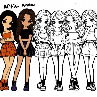 a group of girls realistic
