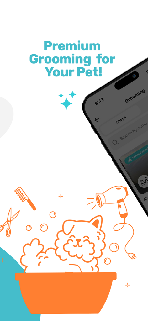 Fuzzo -فوزو - Fuzzo app screen featuring premium grooming services for pets