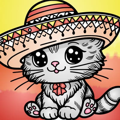 kitten wearing sombrero