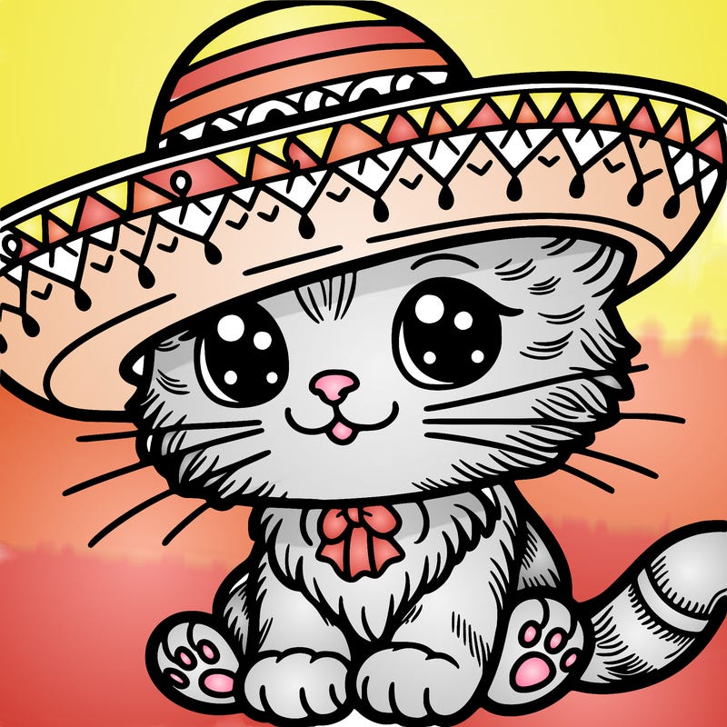 kitten wearing sombrero