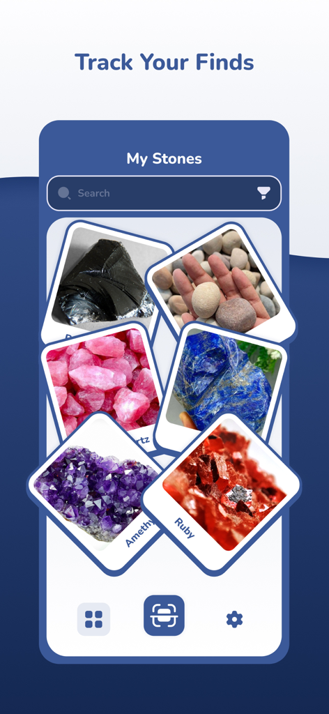 Rock and Mineral Identifier AI - Galería de colección personal de gemas en la aplicación Identificador de Rocas y Minerales IA