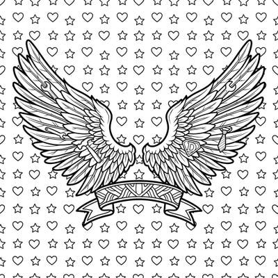 Honor Dad with a unique blend of love and heroism through our Father's Day Cupid Wings coloring page. This design features beautifully feathered wings subtly integrated with tools and symbols, perfect for a heartfelt tribute.
