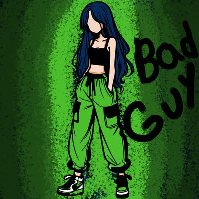 girl in baggy pants crop top and long hair