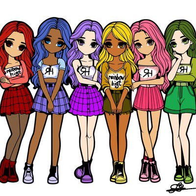 a group of girls realistic