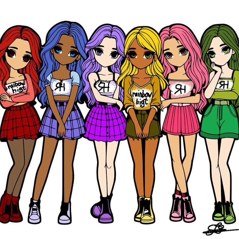 a group of girls realistic