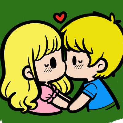 a girl and a boy kissing