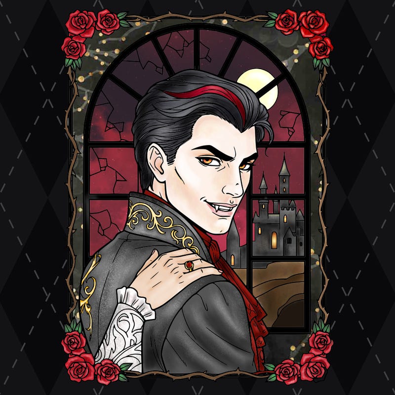 vampire handsome young prince portrait with mischievous face