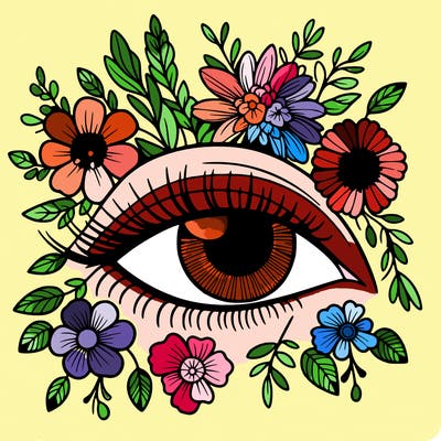 eye with flowers