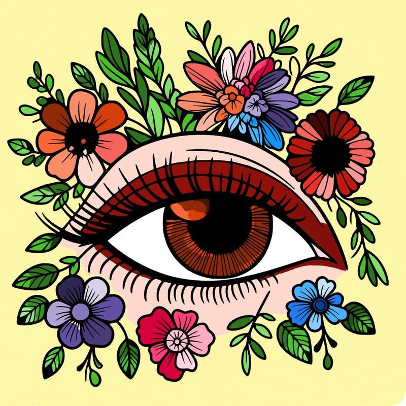 eye with flowers
