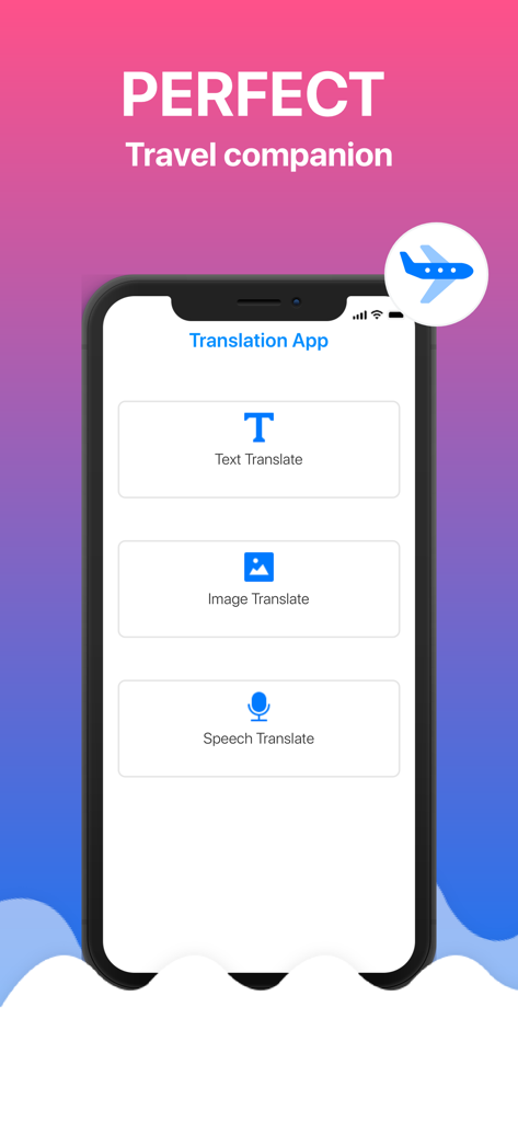 Translator App: All Language - 텍스트 이미지 및 음성 번역 옵션을 보여주는 언어 번역기 앱의 메인 인터페이스