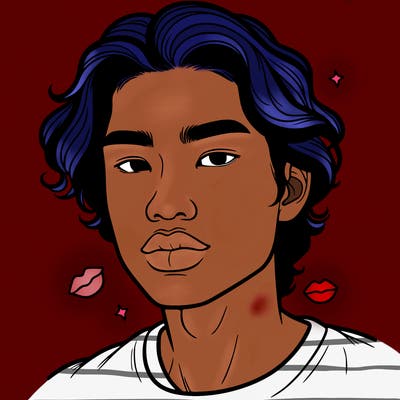 asian guy with wavy hair and full lips