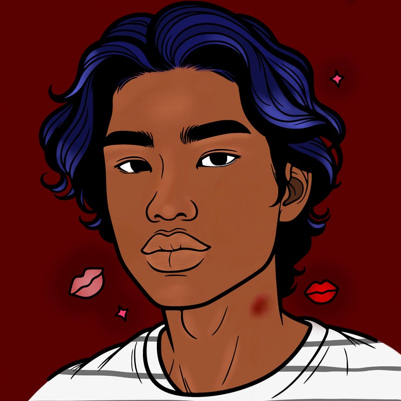 asian guy with wavy hair and full lips