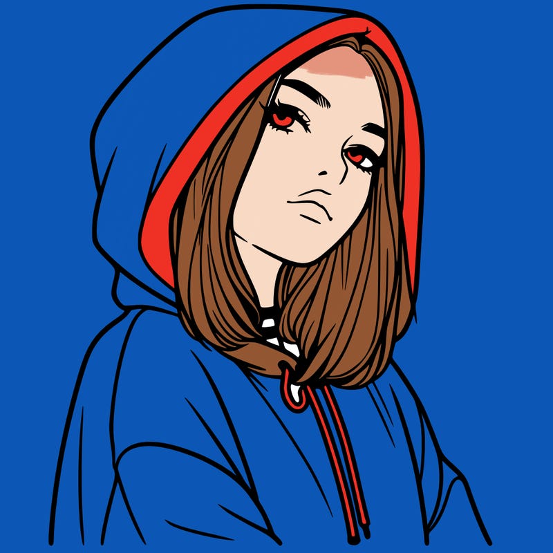 a realistic girl in a hoodie