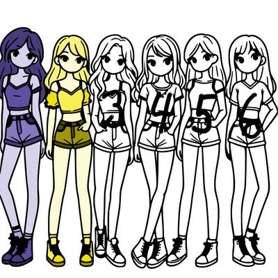 a group of girls wearing crop tops and shorts