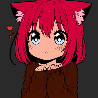 shy anime catgirl