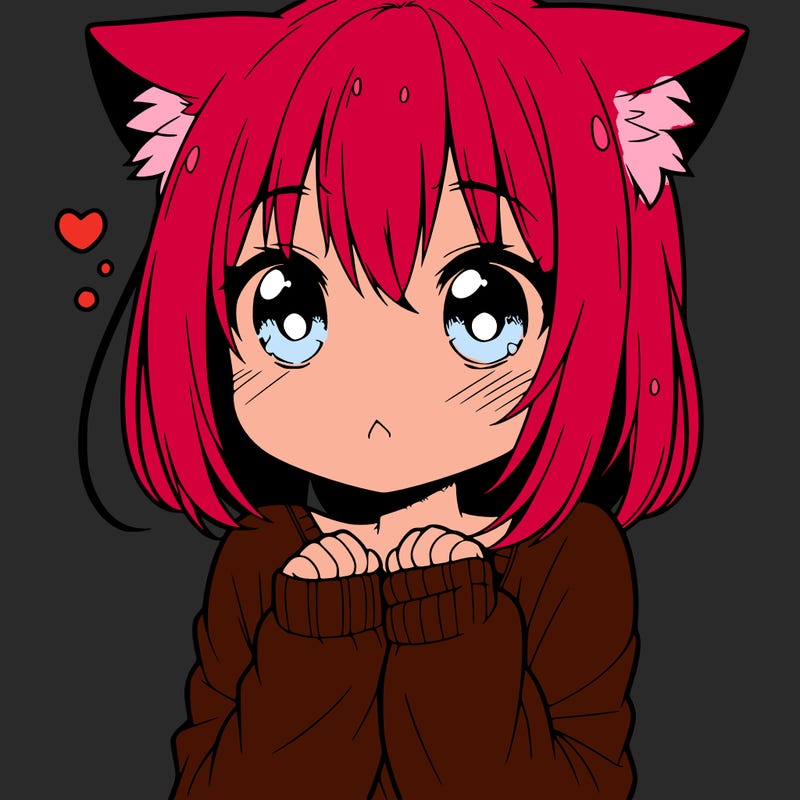 shy anime catgirl