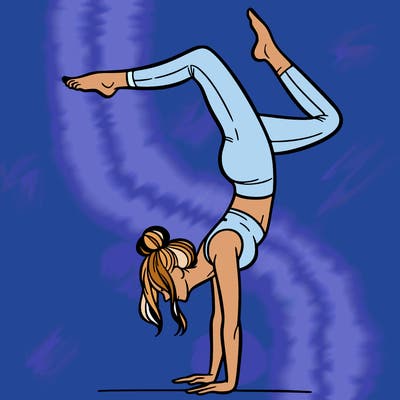 a woman doing a handstand