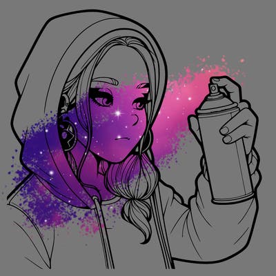 a realistic girl, spray painting
