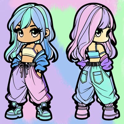 girl in crop top and baggy pants