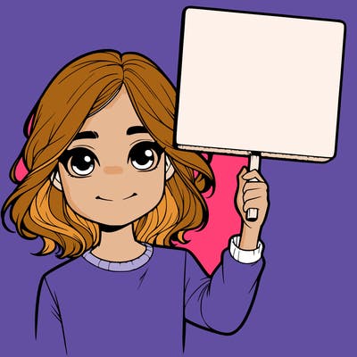 realistic girl holding up a sign