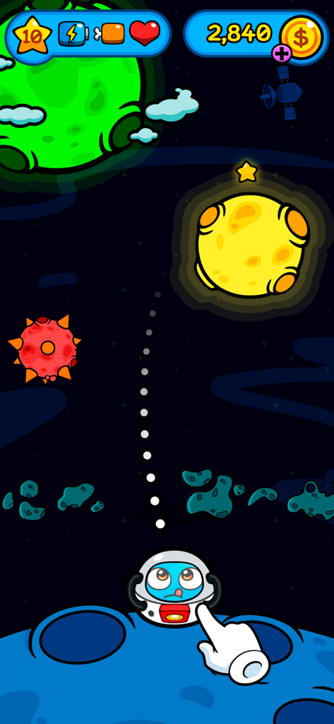 My Boo: Virtual pet Take care - My Boo virtual pet dressed as an astronaut in a space themed minigame