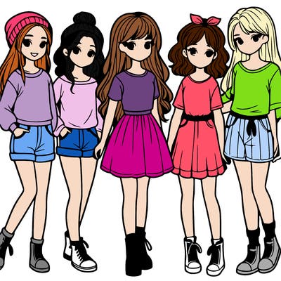 a group of five girls