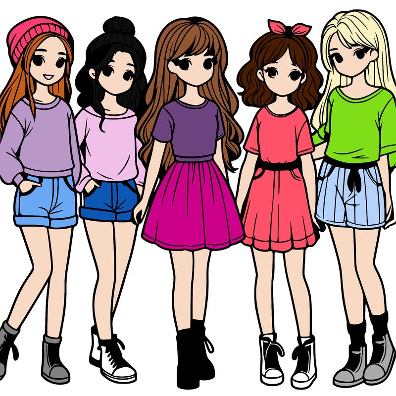 a group of five girls