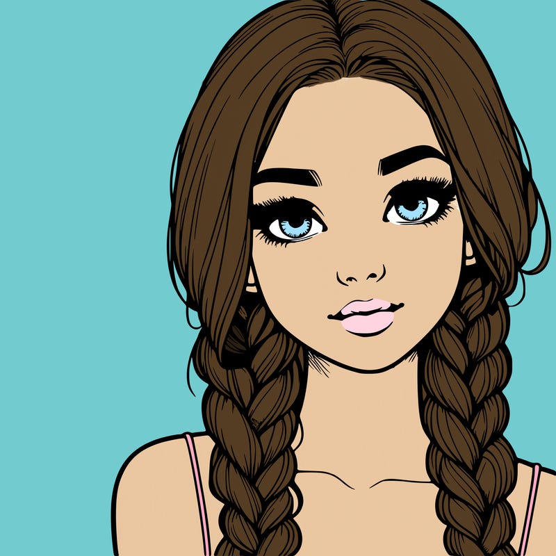 realistic girl with braids