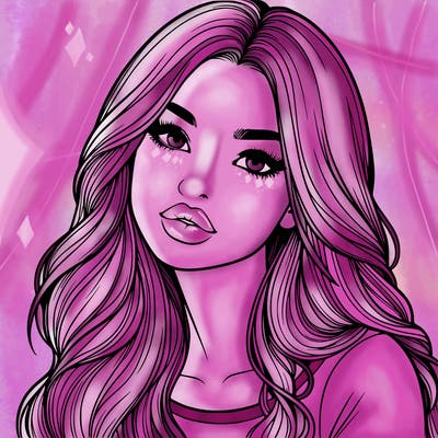 realistic girl with hair on her hair and lips