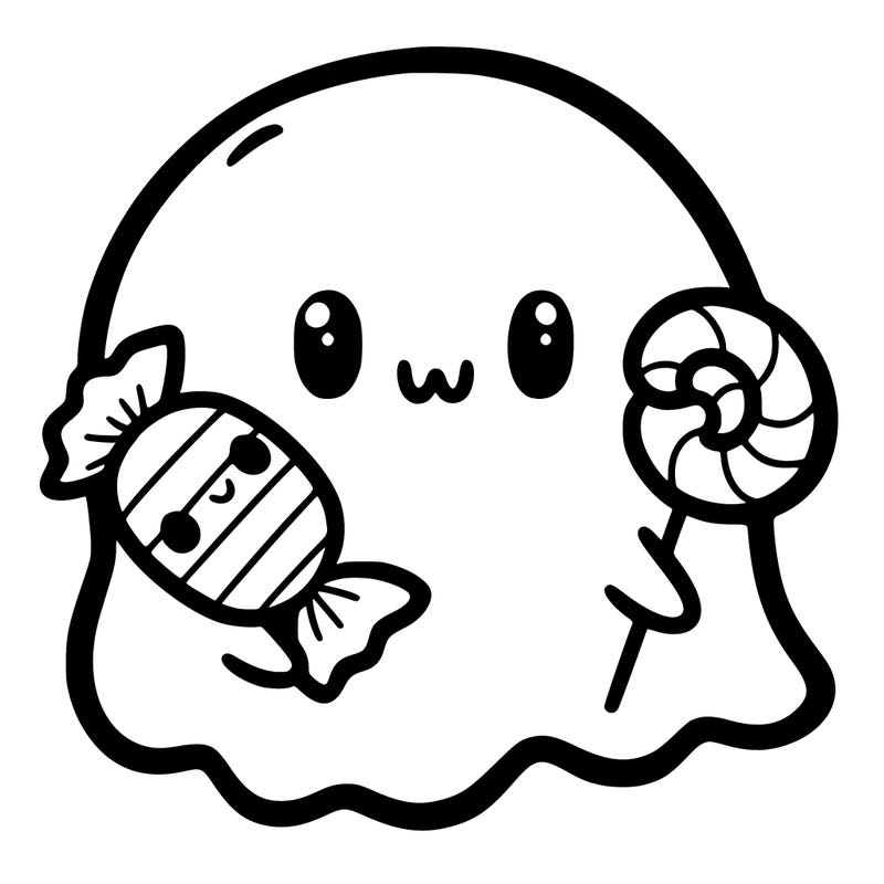 cute ghost with candy 🍭🍬