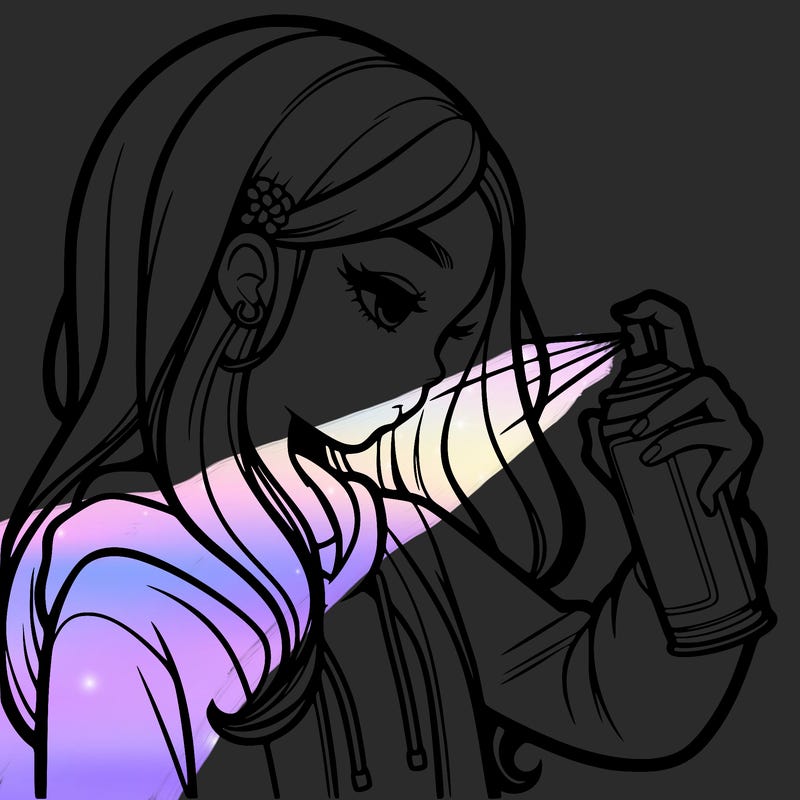 a realistic girl spray painting