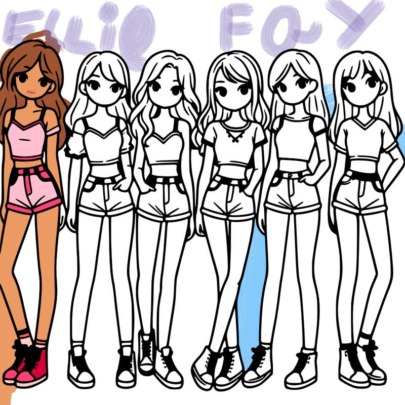 a group of girls wearing crop tops and shorts