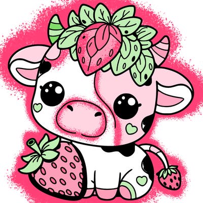 cute strawberry cow