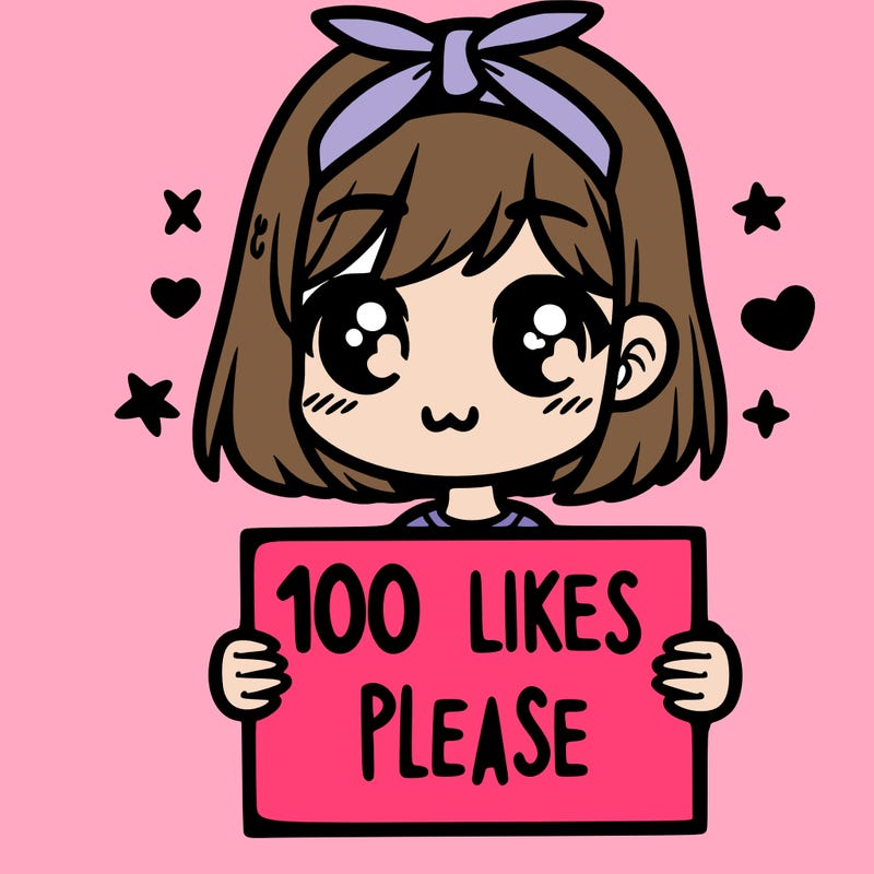 girl holding sign saying 100 likes please