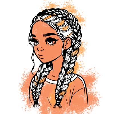 realistic girl with braids