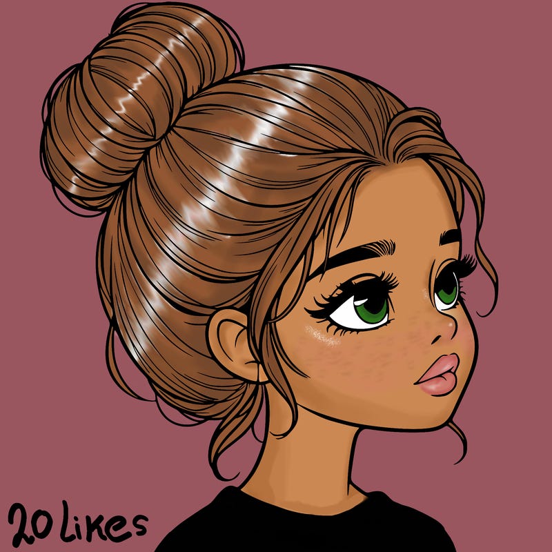 realistic girl with bun