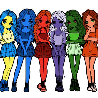 a group of girls realistic