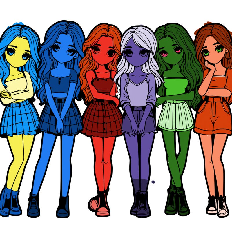 a group of girls realistic