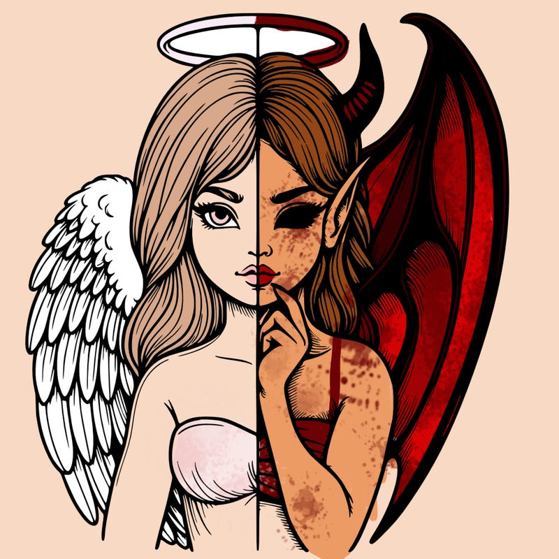 realistic angel half demon