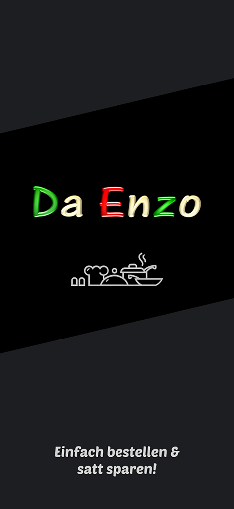 Pizzeria Da Enzo Bielefeld - Splash screen of the Pizzeria Da Enzo Bielefeld app showing the brand name and Italian themed icons