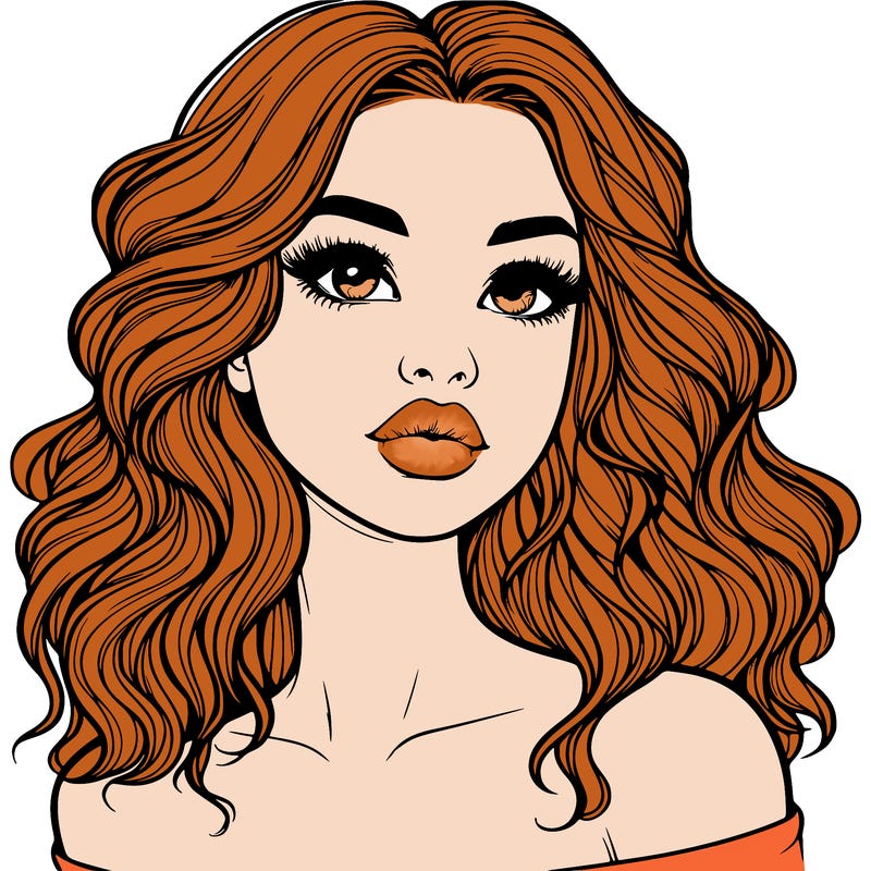 realistic girl with wavy hair and lips