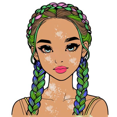 realistic girl with braids