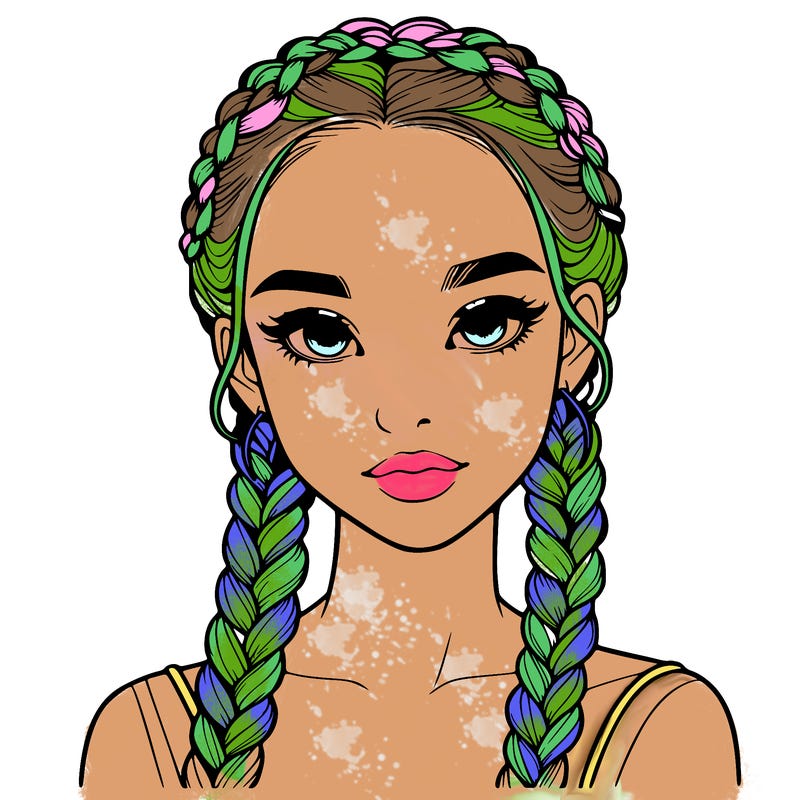 realistic girl with braids