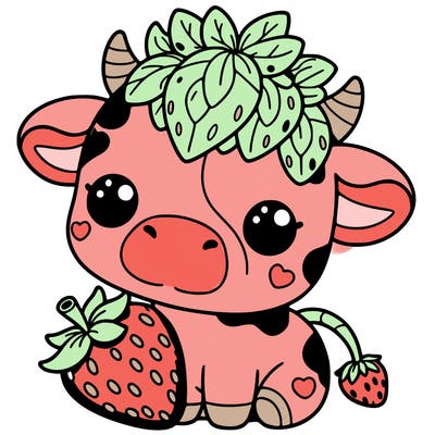 cute strawberry cow