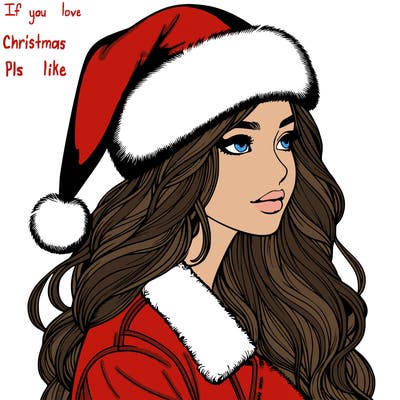 realistic girl in santa hat