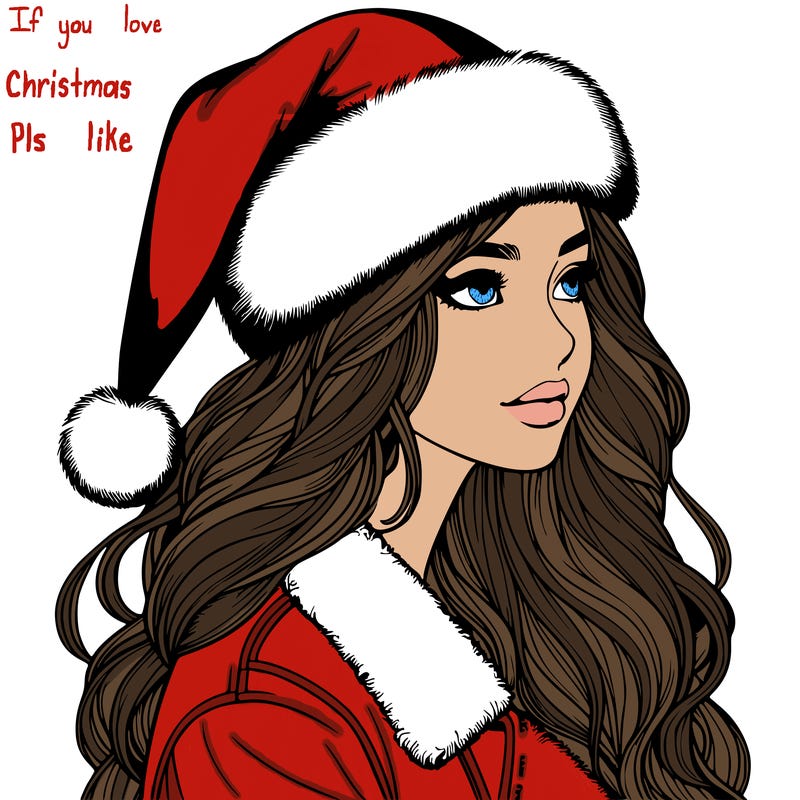 realistic girl in santa hat