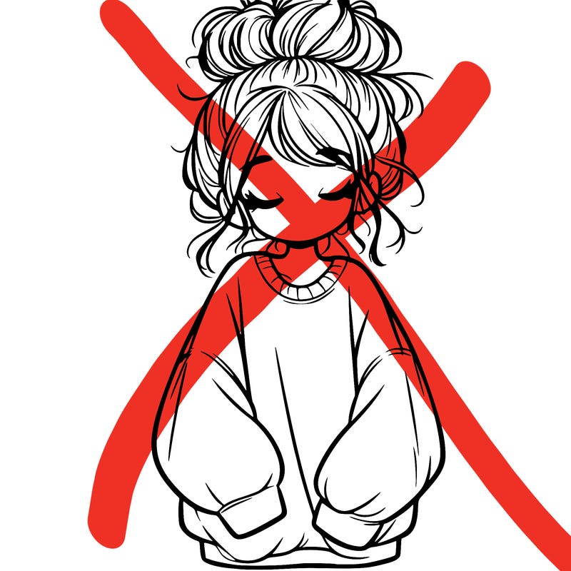 girl with baggy sweatshirt and messy bun